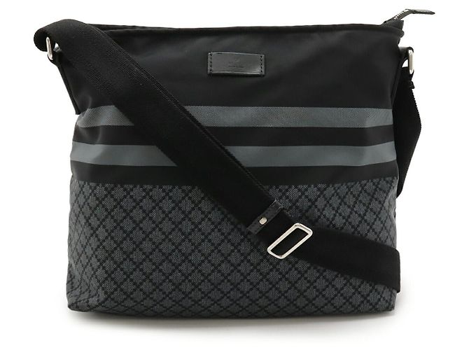 Borsa a tracolla Gucci Diamante Nylon e pelle Nero Grigio