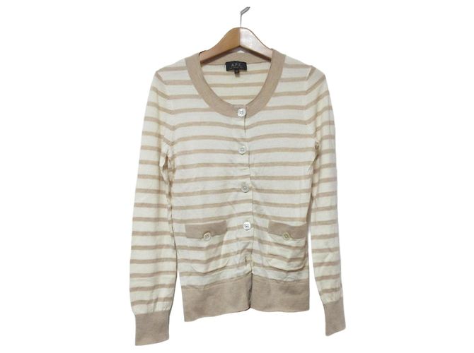 Apc A.P.C. Strickjacke mit Borten Beige