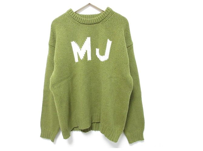 MARC JACOBS Jacquard-Logo-Strickpullover Grün Khaki 