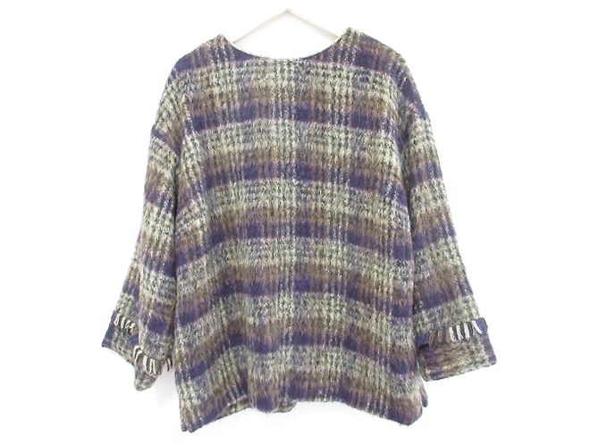 Autre Marque CLOTH&CROSS BALLI Alpaca Blend Check Pullover Brown Black Purple