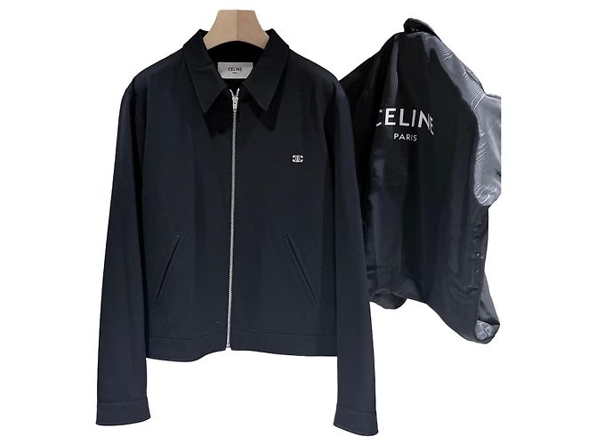 Céline Triomphe Wool-Twill Bomber Jacket Black