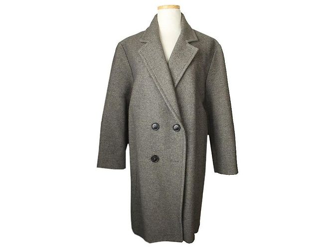 Isabel Marant Melange Grey Wool Coat Brown