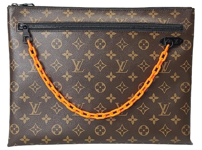 Louis Vuitton Bolsa Clutch de Corrente com Monograma Virgil Abloh Marrom