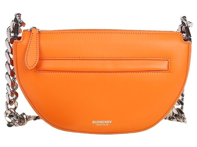 Burberry Mini bolsa de corrente Olympia em couro laranja