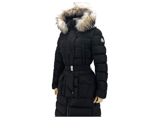 Moncler Chloé Steppjacke mit Waschbärfell Schwarz