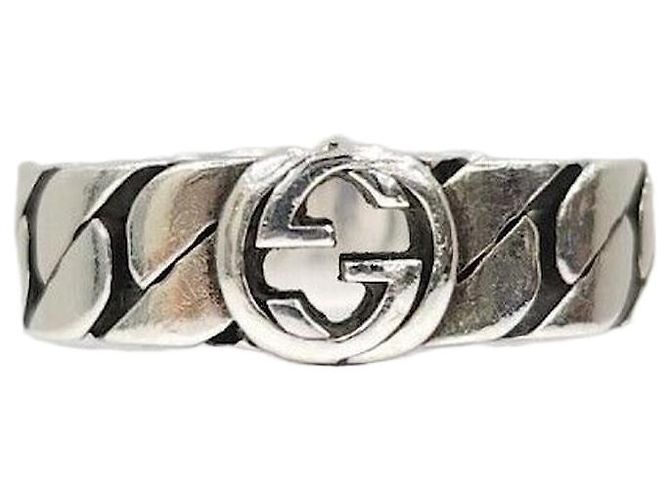 Gucci Interlocking Wide Silver Ring Silvery