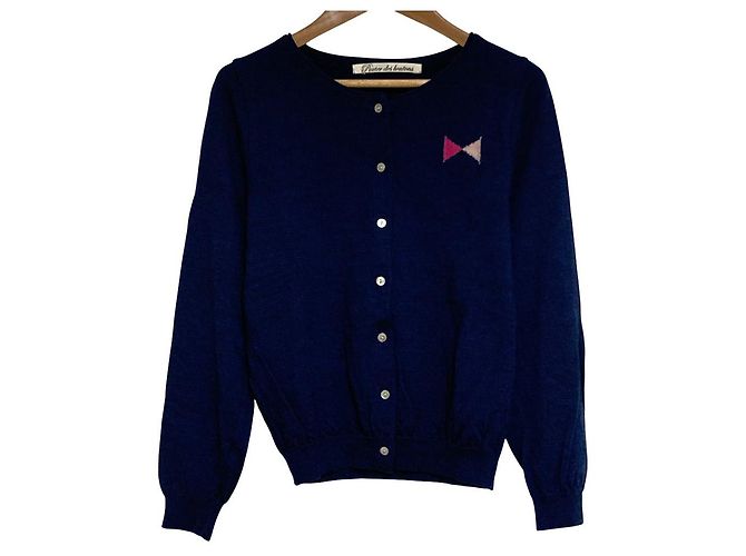 Autre Marque Cardigã de lã com botões Porter Azul