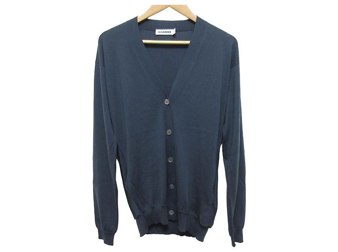 Jil Sander Wollstrickjacke Blau Marineblau