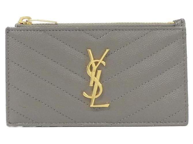 Yves Saint Laurent Saint Laurent 607915 BOW01 Porte-monnaie en cuir de veau Marron 