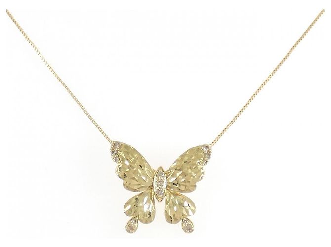 Autre Marque Diamond Butterfly Halskette GSTV Au750 Golden