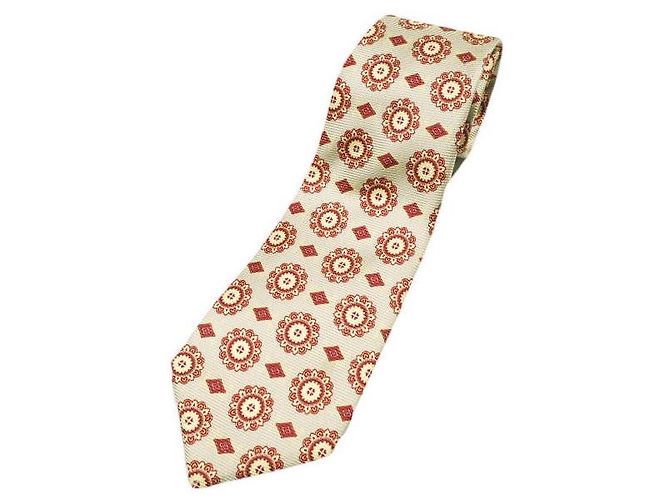 Autre Marque Kiton Silk Tie Beige Yellow