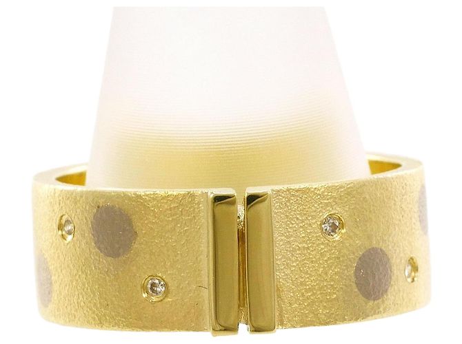Autre Marque Anello in oro giallo K14 e oro bianco con diamanti D'oro