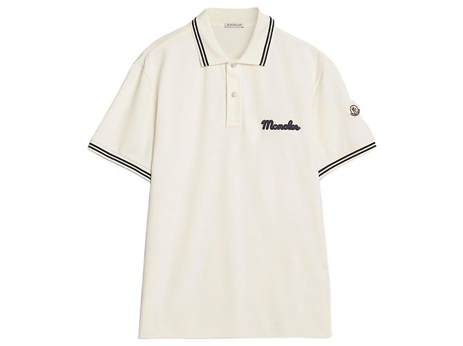 Moncler Besticktes Baumwoll-Poloshirt Weiß