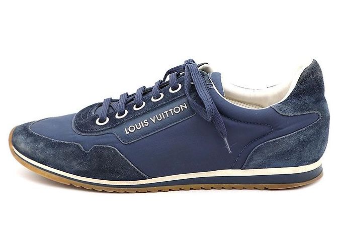 Louis Vuitton Baskets basses en mélange de daim bleu marine