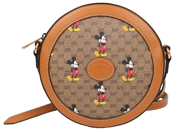 Gucci Mini bolsa transversal redonda Mickey Mouse Marrom
