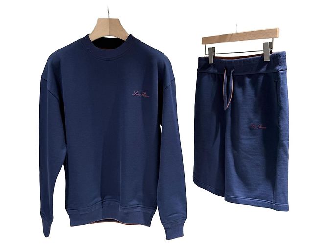 Loro Piana Navy Baumwoll-Set (A+/XS) Blau