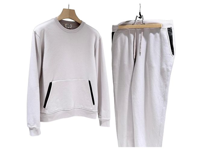 Hermès Trainer Cotton Pullover and Pants Set Silvery