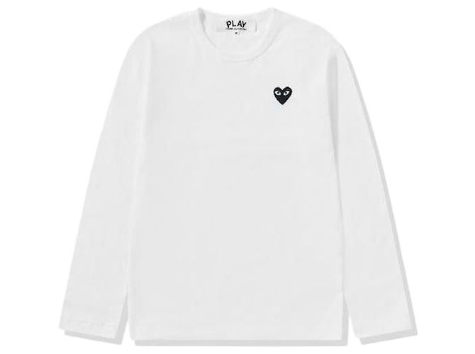 Comme Des Garcons Langarm-T-Shirt mit schwarzem Herz-Patch