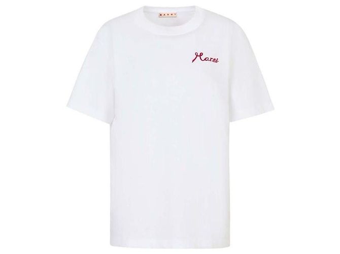 Marni Baumwoll-T-Shirt mit Logo-Detail Weiß