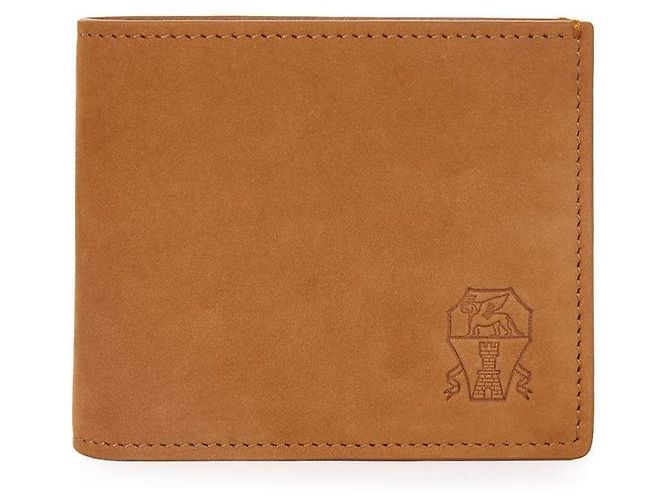 Brunello Cucinelli Nubuck Leather Cognac Bi-Fold Wallet Brown