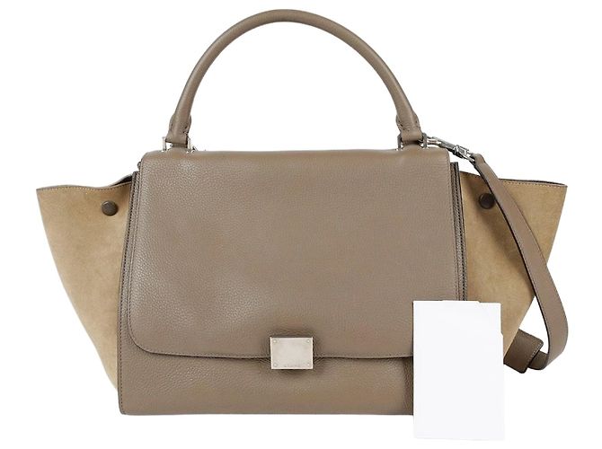 Céline Bolsa Tote e Bolsa de Ombro Trapézio em Couro de Dois Tons Multicor