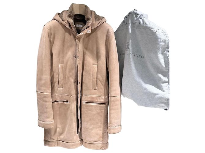 Brunello Cucinelli Brown Shearling Lambskin Coat