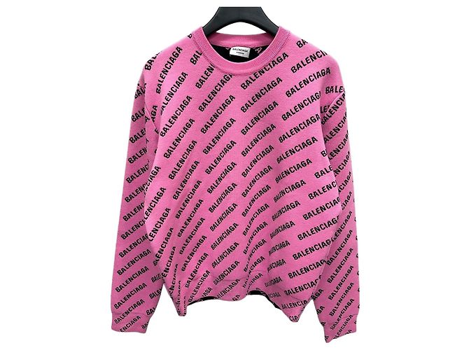 Balenciaga Oversized Wollpullover mit Mini-Logo (Oversized) Pink 