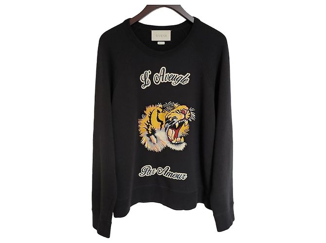Gucci Tiger Embroidered Sweatshirt Silvery