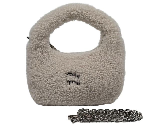 Miu Miu Bolsa Hobo Wonder em Shearling Multicor