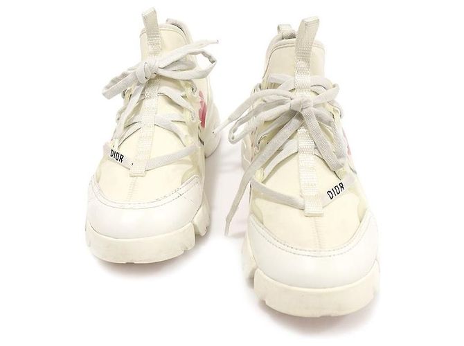 Dior Sneakers D-Connect da donna in pelle bianca e tessuto tecnico Bianco