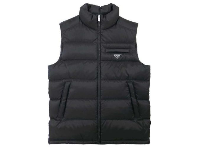 Prada Triangle Logo Nylon Padding Vest Jacket Black