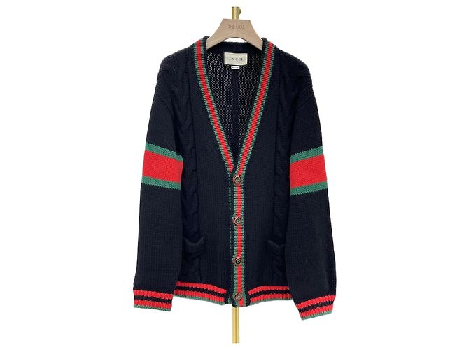 Gucci Oversized Strickjacke mit Zopfmuster Mehrfarben 