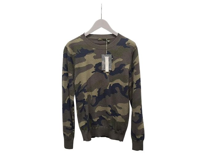 Valentino Rundgestrickter Cashmere-Pullover mit Camo-Studs Braun 