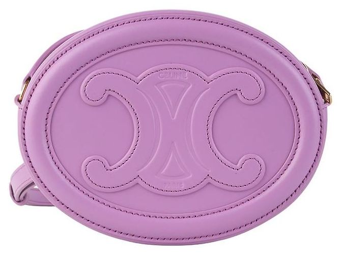 16 Céline Bolsa transversal Curve Triope Oval Pulse em pele lisa roxa Roxo