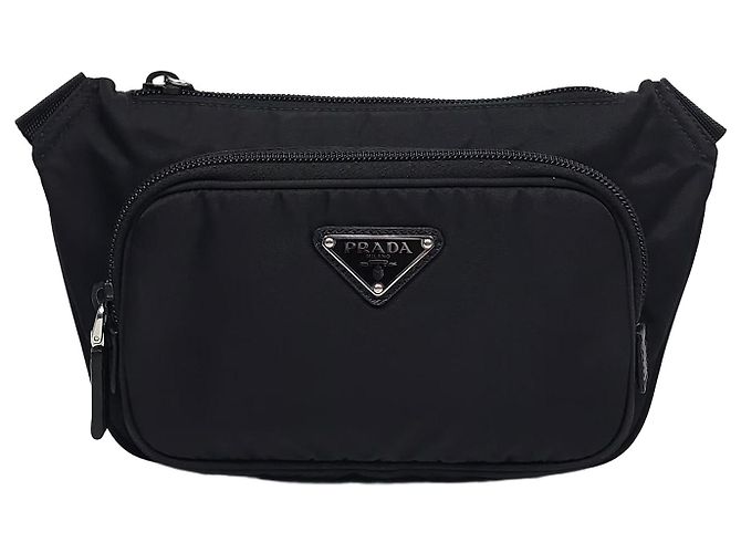 Prada Borsa a tracolla in pelle Saffiano e Re-Nylon Argento