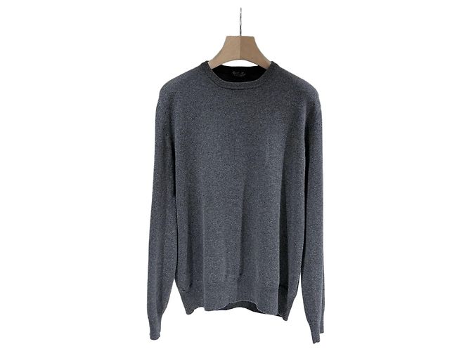 Loro Piana Baby Kaschmir Rundhals Strickpullover Grau Braun