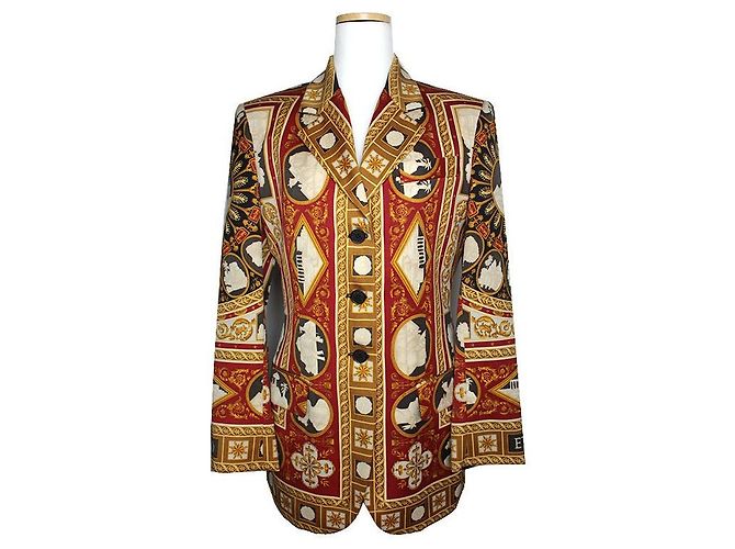 Etro Cameo Print Wool Jacket Red