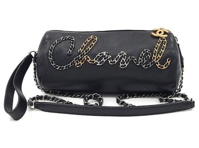 Chanel Bolso Bowling Logo Quilting Small Negro