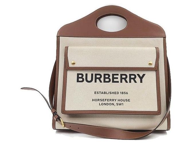 Burberry Bolsa de lona Pocket Medium Marrom