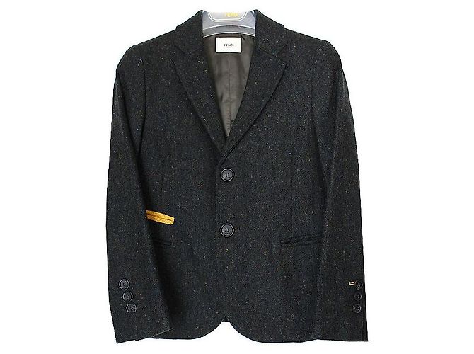 Fendi Kids Wool Jacket Years Brown