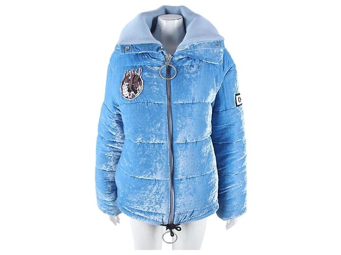 Off White Samt-Pullover Blau 