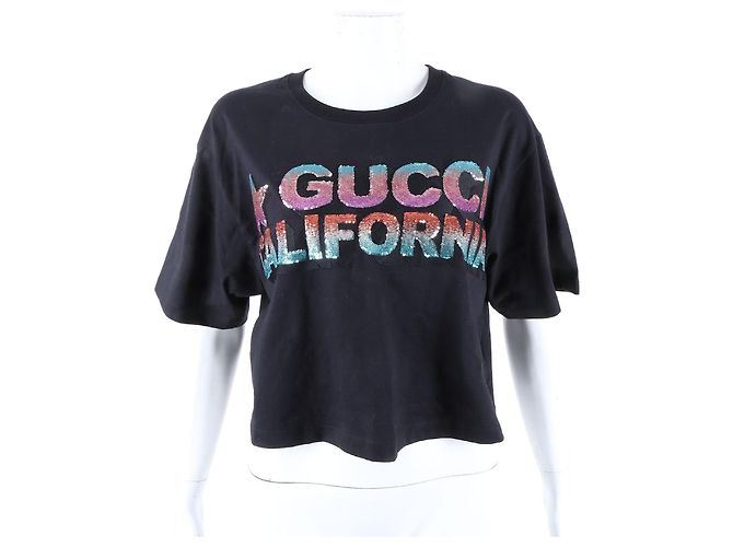 Camiseta corta de manga corta con lentejuelas Gucci