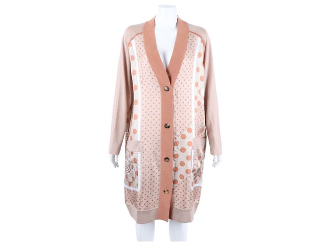 Hermès Cardigan mit Seidenbesatz Rot