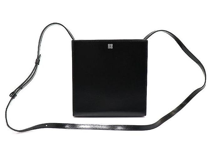 Givenchy Borsa a tracolla quadrata UNIFORM con logo in pelle di vitello nera lucida Nero