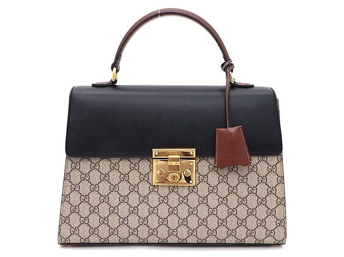 Gucci Padlock Top Handle Tote Bag Brown