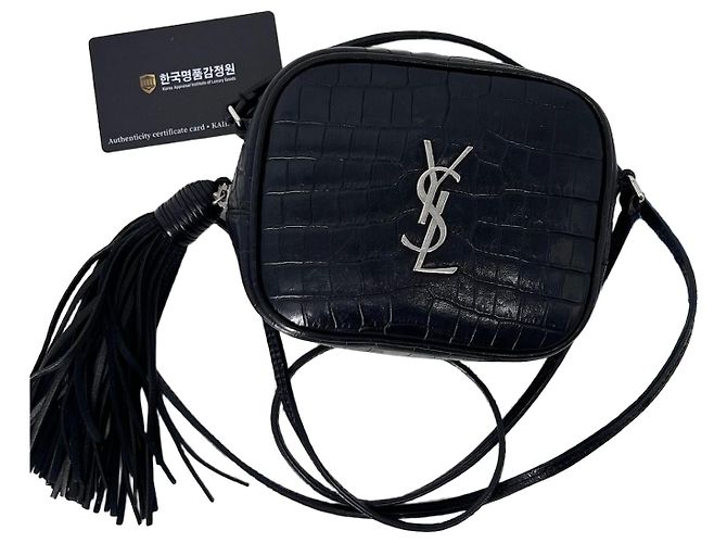 Saint Laurent Mini borsa a tracolla in pelle monogramma nera Nero