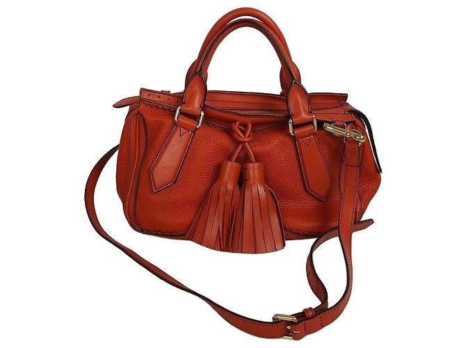 Burberry Bolsa de couro com borlas Laranja