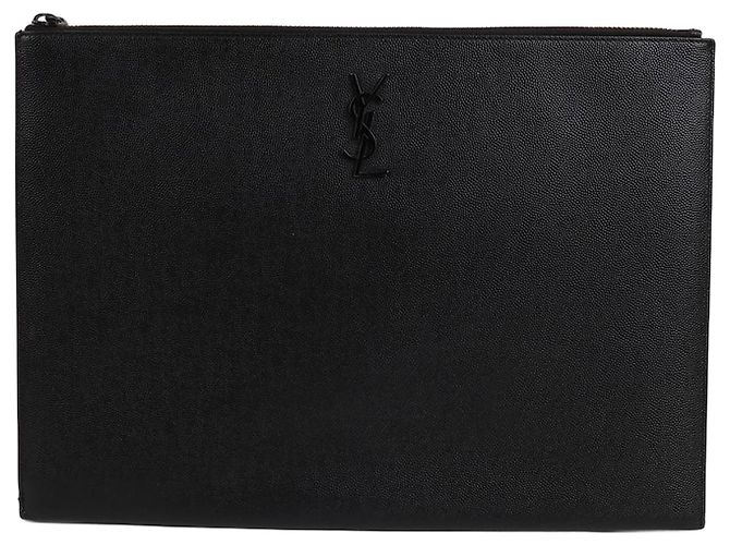 Saint Laurent Black Logo Large Clutch Bag