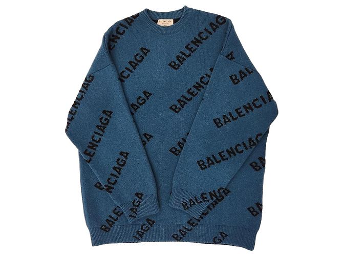 Balenciaga Punto con logotipos múltiples Azul 