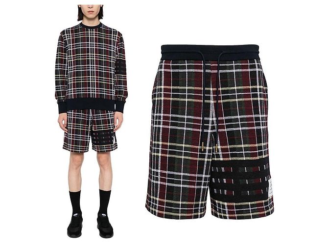 Thom Browne Final No Margin Jacquard Check Shorts Black